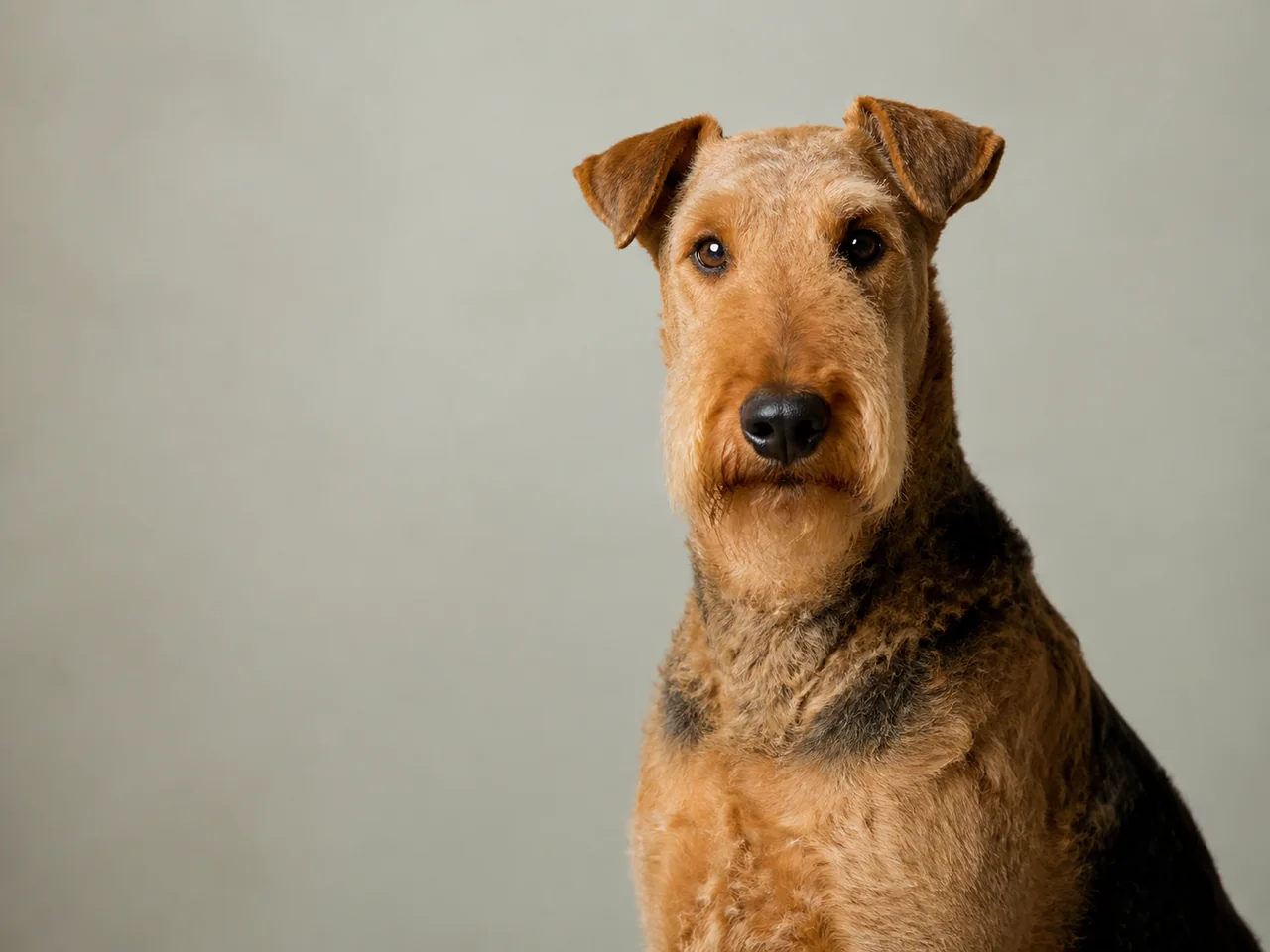 Healthy adult Airedale Terrier breed portrait