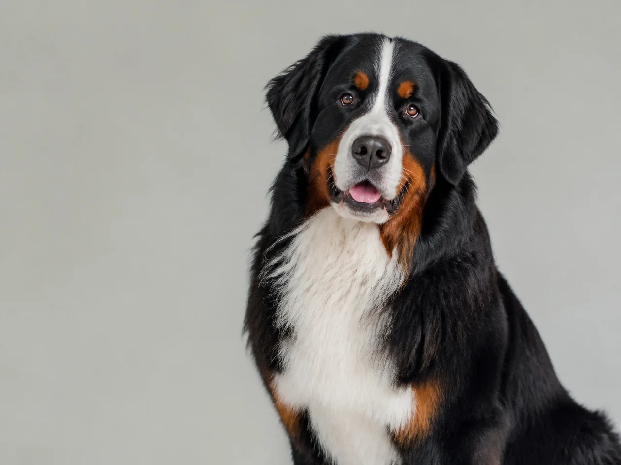 Healthy adult Bernese Mountain Dog breed portrait