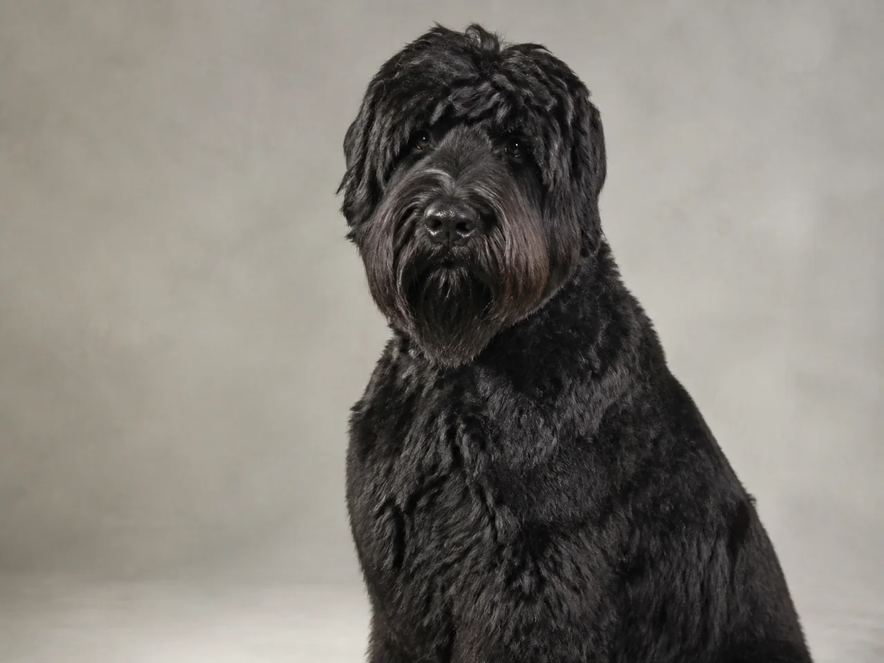 Healthy adult Black Russian Terrier breed portrait