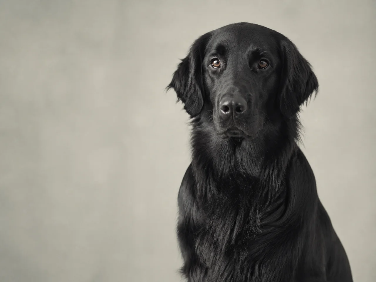 Healthy adult Flat-Coated Retriever breed portrait