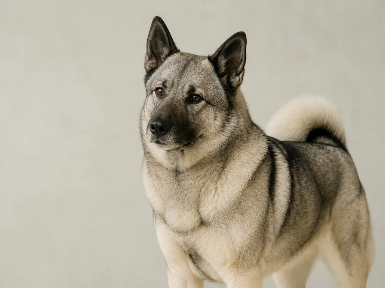 Healthy adult Norwegian Elkhound breed portrait