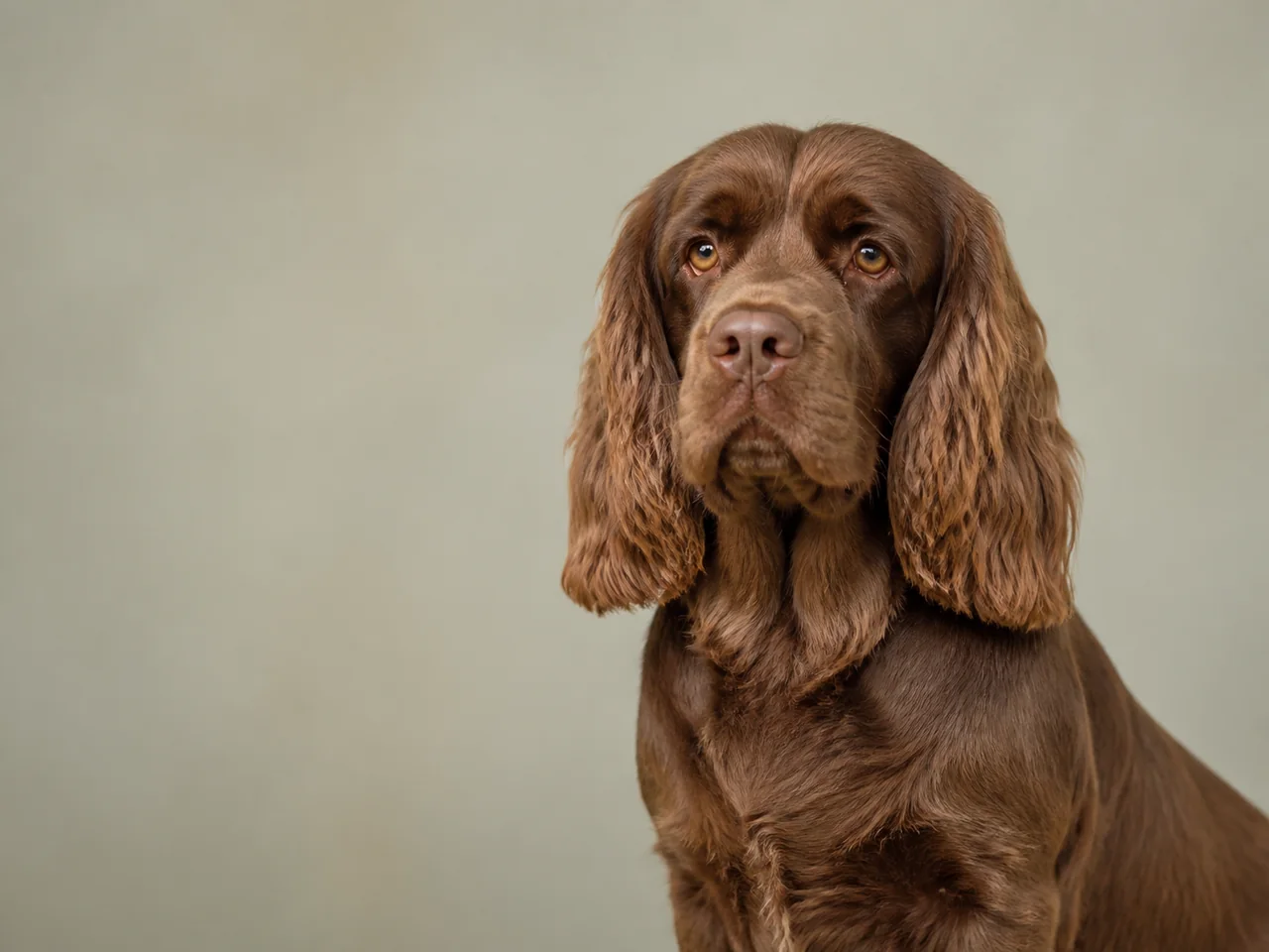 Healthy adult Sussex Spaniel breed portrait